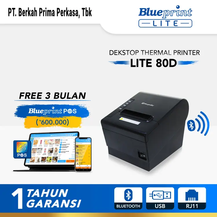 Printer Kasir Thermal BLUEPRINT Lite 80D (USB+Bluetooth+RJ11)