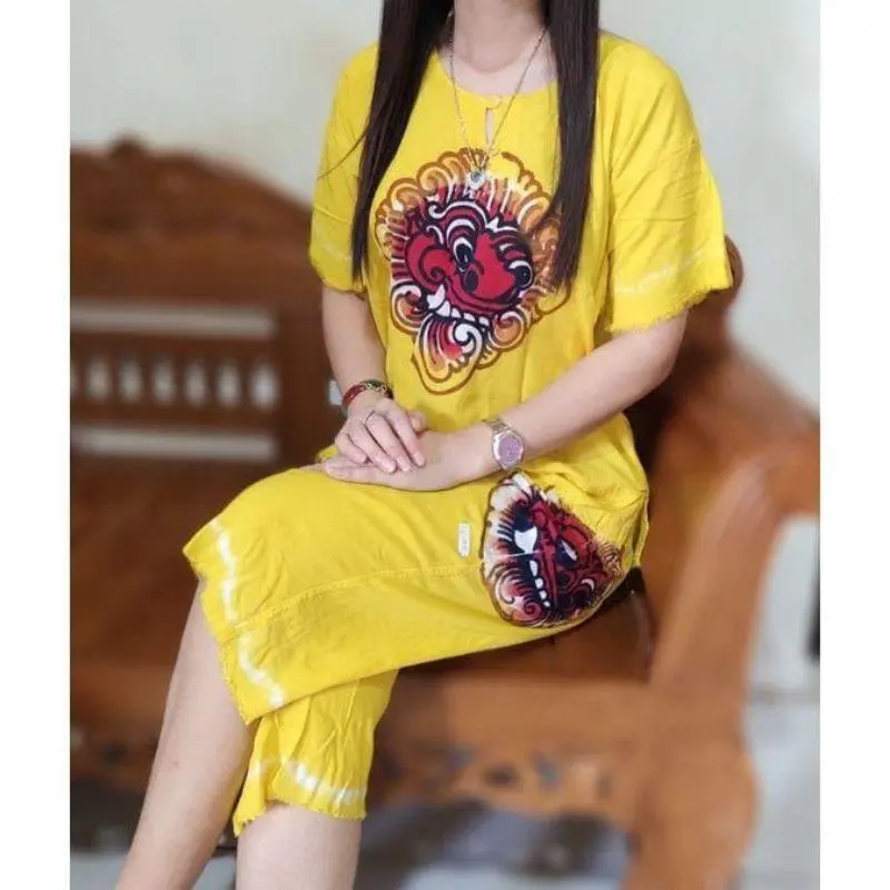 Setelan baju bali jumbo v barong size M-L-XL-XXL celana 7/8 bahan tebal,adem dan nyaman 2