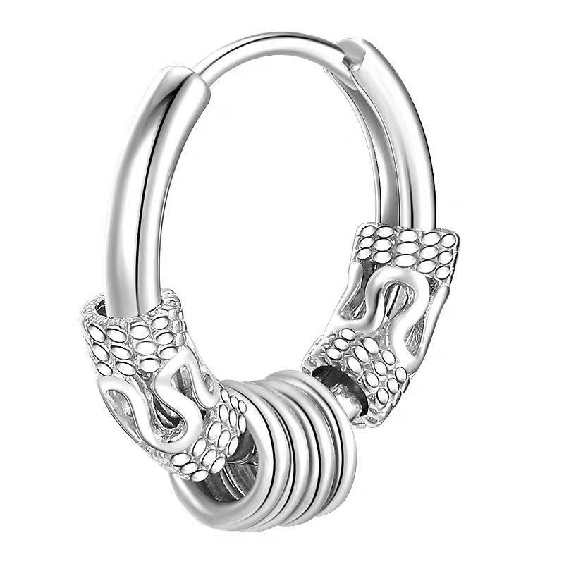 Bông Tai Punk Rock, Dành Cho Nam Và Nữ, Thép Không Gỉ Không Gây Dị Ứng, Vàng 18K, Đen, Bạc Sterling S925 Bông Tai Rồng / Khủng Long Cá Tính 5