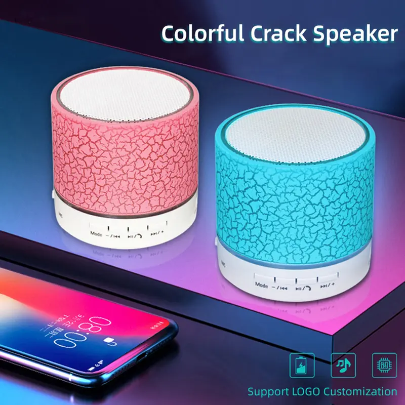 Vrfirvn - Loa Bluetooth-compatible di động A9, đèn LED nứt, đĩa U, thẻ TF, loa siêu trầm, máy nghe nhạc điện thoại 0