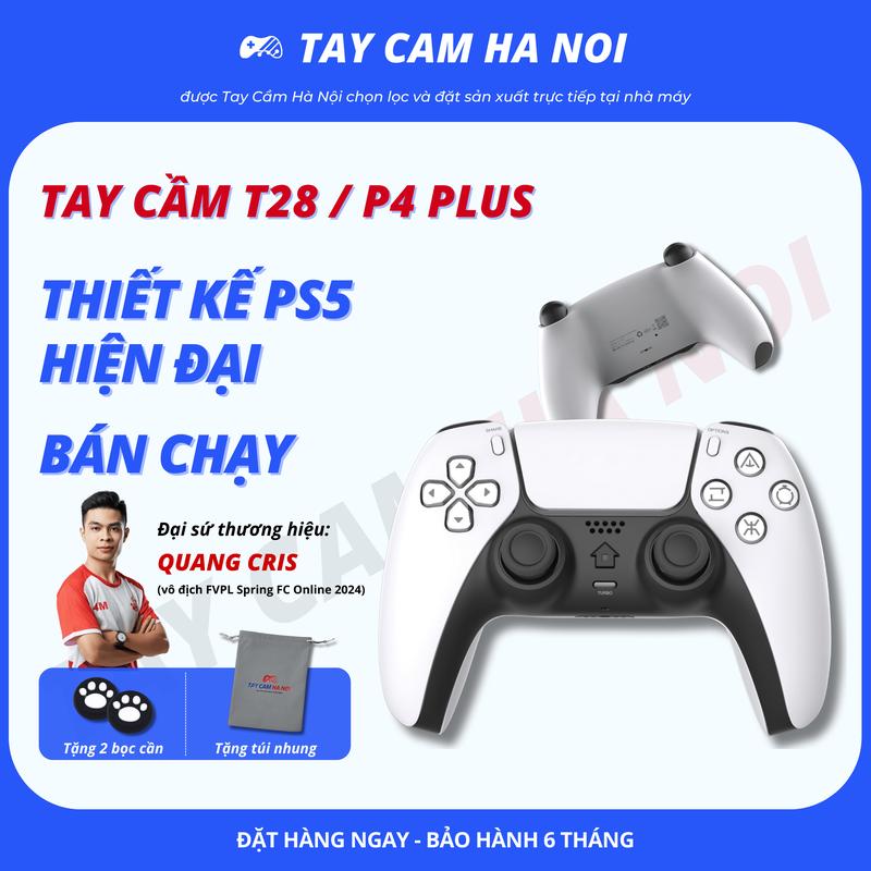   BH 6 tháng  Tay cầm chơi game T28   P4 PLUS Joystick chuẩn 360 form dáng PS5 hiện đại phím bấm nhẹ êm 