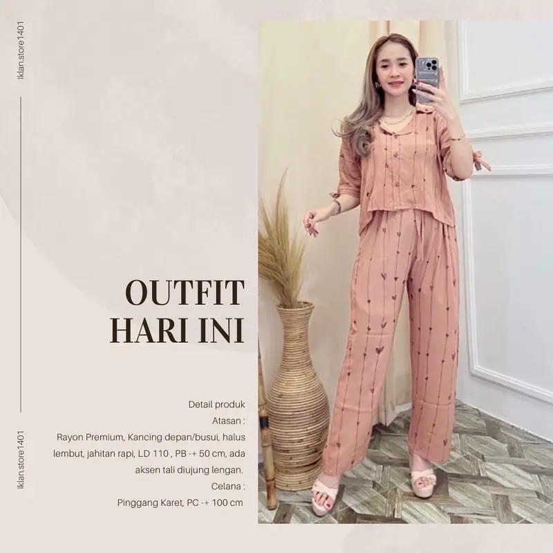 One Set Crop Top Terbaru Motif Love Setelan Celana Lengan pendek Bisa Dicuci Dengan Mesin Baju Karet Kancing Setrip 2