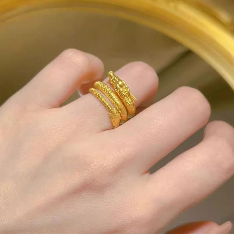 Dragon-Shaped Coiled Dragon Ring Exquisite Gift -Plated Adjustable Dragon Ring Women Jewelry Swinging Tail Dragon Ring for Gift For Women Gift For 1