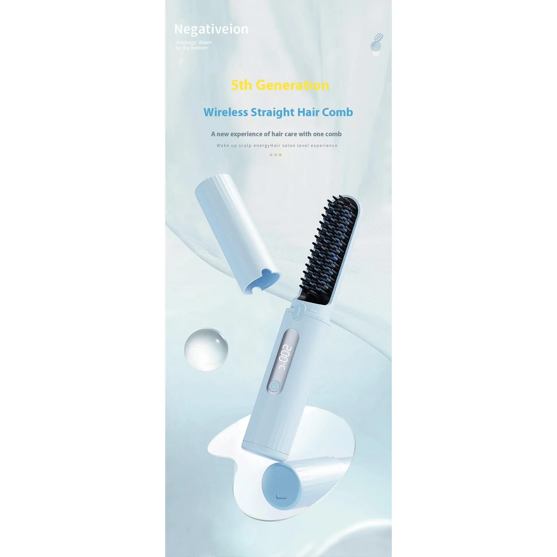 New Charging Wireless Straight Comb Portable Mini Straightening Board Negative Ion Does Not Hurt Power Generation Comb Hair StraightenerAdjust the temperature, can be shaped, suitable for a variety of hair types