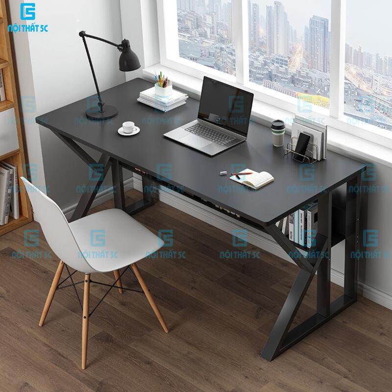  Bàn làm việc có giá sách bàn học có kệ lửng bàn để máy tính có 2 thanh đỡ chịu lực dưới mặt bàn Bh096  Nội thất 5C Việt Nam  