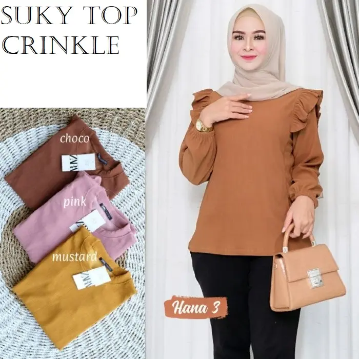Baju atasan wanita / SUKY TOP CRINKLE / Atasan wanita terbaru 2022 Kekinian / Atasan Blouse CRINKLE / atasan dewasa 3