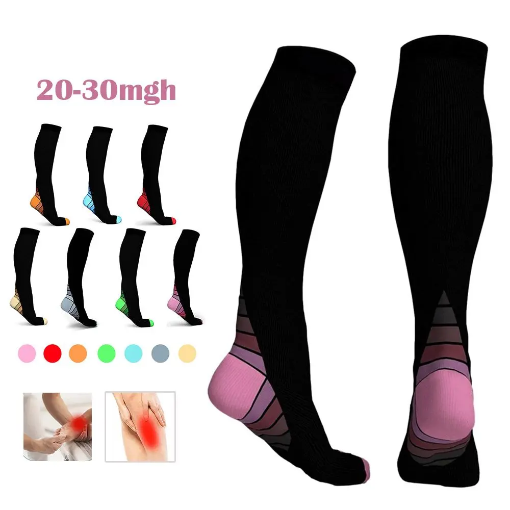 Compression Socks, 1 Pair Unisex Comfy Breathable Sports Socks for Running Jogging Cycling, Athletic Socks for Men & Women