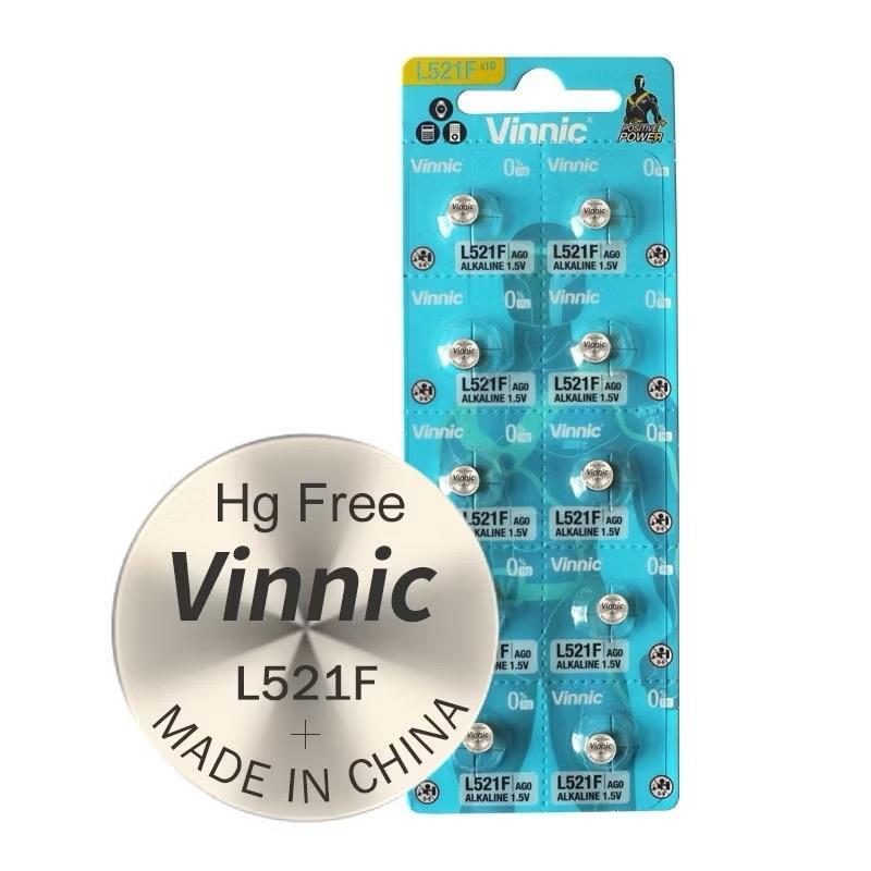 Vỉ pin VINNIC AG0 378 L521F SR521SW 521 SR63 1.55V, vỉ 10 viên