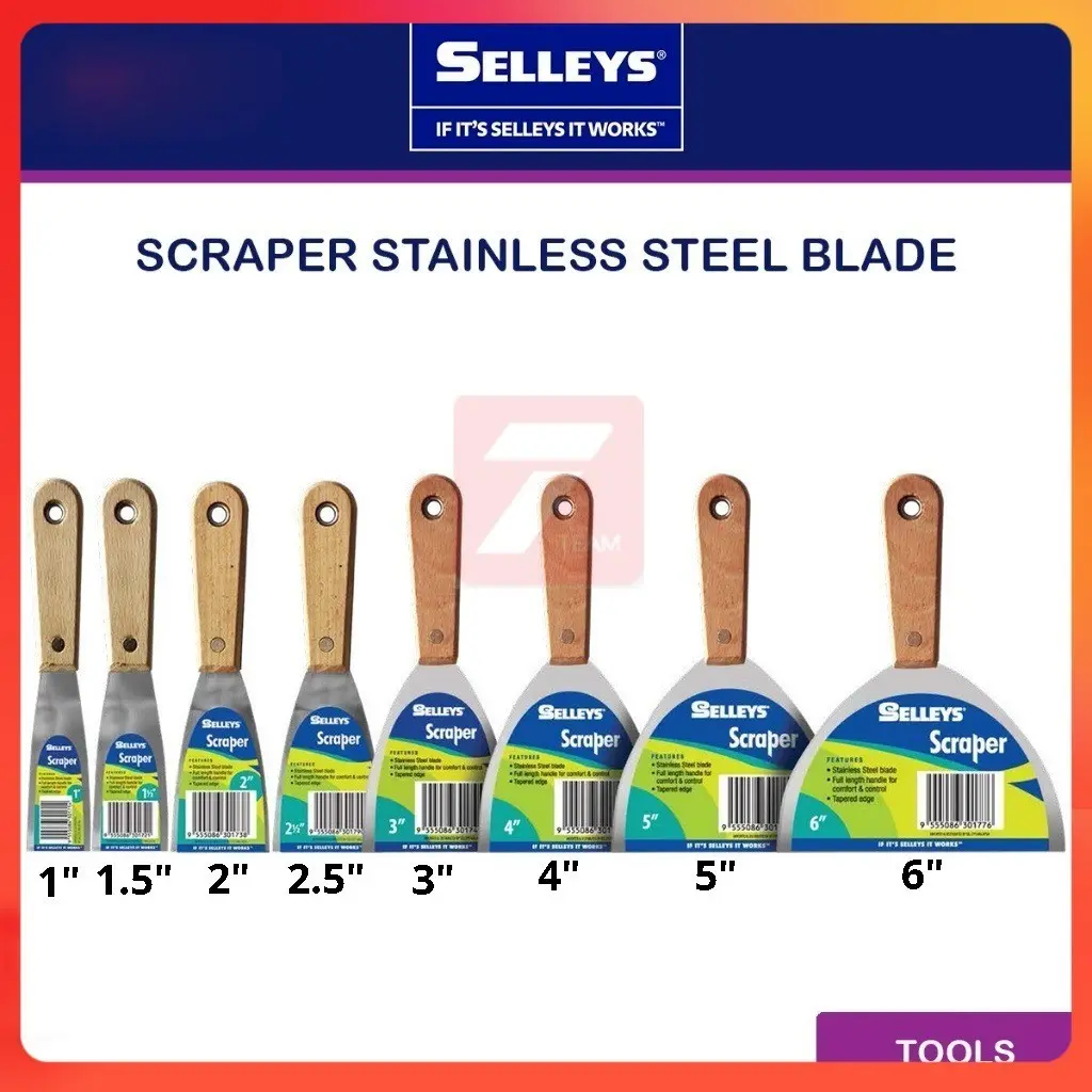 Selleys Stainless Steel Scraper Skrap Besi l Wood Handle Paint Floor ...