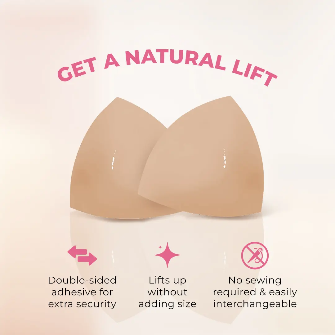 BOOMBA Invisible Lift - Patented Sticky Fashion Bra Inserts Prevents Nipple Slips No Sewing Required Low Cut Tops Womenswear