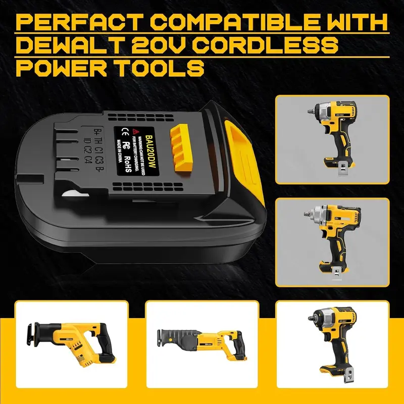 BAU20DW Lithium Battery Converter, Battery Converter for Dewalt 18V 20V Lithium Battery, Cordless Tool Accessories 4