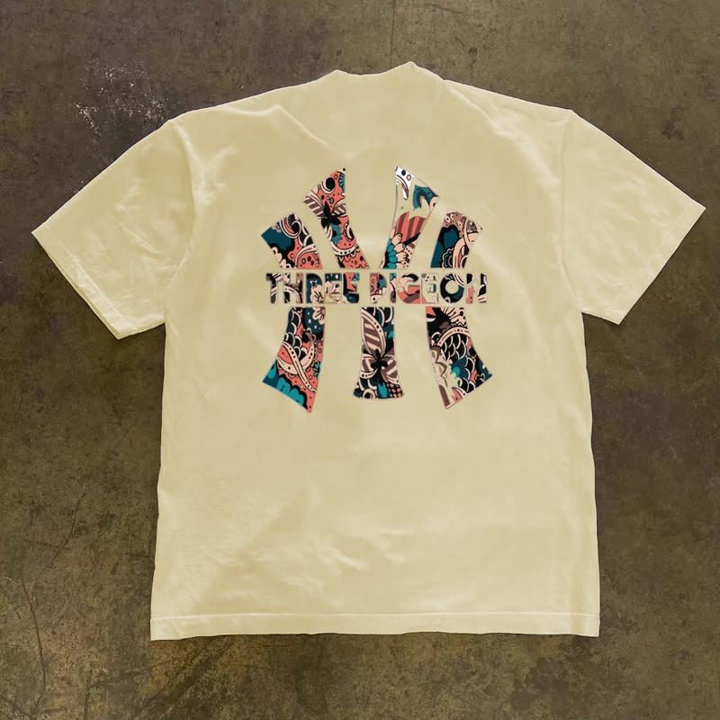 American retro Style T-shirt Oversize Trendy ins PIGPON print | Kaos Wanita Putih | Metallica Kaos pria dan wanita T-shirt Unisex 4