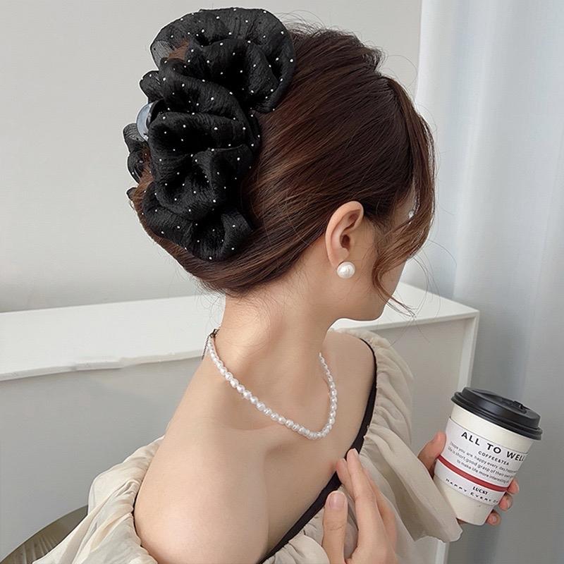 (Kẹp dọc 11-13cm) Kẹp tóc nơ bong bóng SIZE VỪA đính đá bồng bềnh phong cách thời trang, sành điệu - Hàng thiết kế của Tũn  Nữ