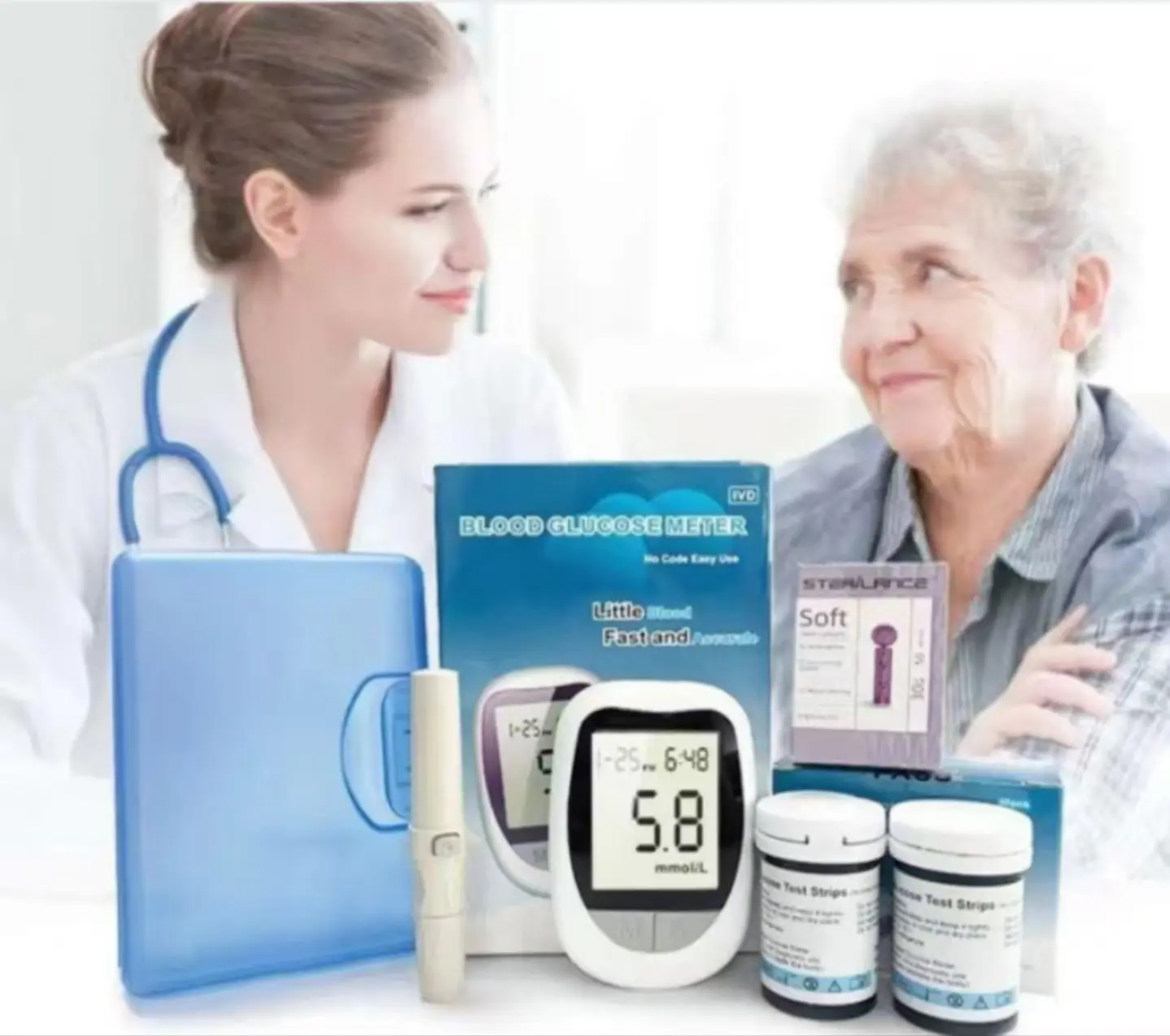 Accu-chek+instant+เครื่องตรวจน้ำตาล++อินสแตนท์+แถมแผ่นตรวจ50ชิ้นเข็ม50ชิ้น+เครื่องวัดน้ำตาลในเลือด