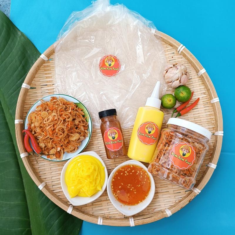 COMBO 4 MÓN ĐẦY ĐỦ VỊ BÁNH TRÁNG PHƠI SƯƠNG MUỐI TÉP HÀNH PHI BƠ BÉO KÈM SỐT TẮC GIA TRUYỀN  [FREESHIP] Ăn Vặt Cay Chua