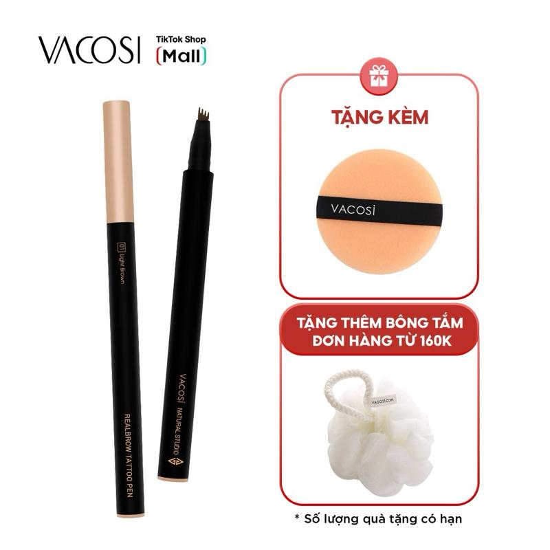 Bút kẻ mày phẩy sợi Tattoo không lem trôi VACOSI REALBROW TATTOO PEN COSMETIC - VM14 Nữ Women Trang Điểm Mỹ Phẩm Phấn Phủ