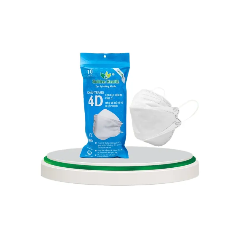Khẩu Trang 4D - KF94 GOLDEN HEALTH lọc bụi, kháng khuẩn (túi 10 cái) 0