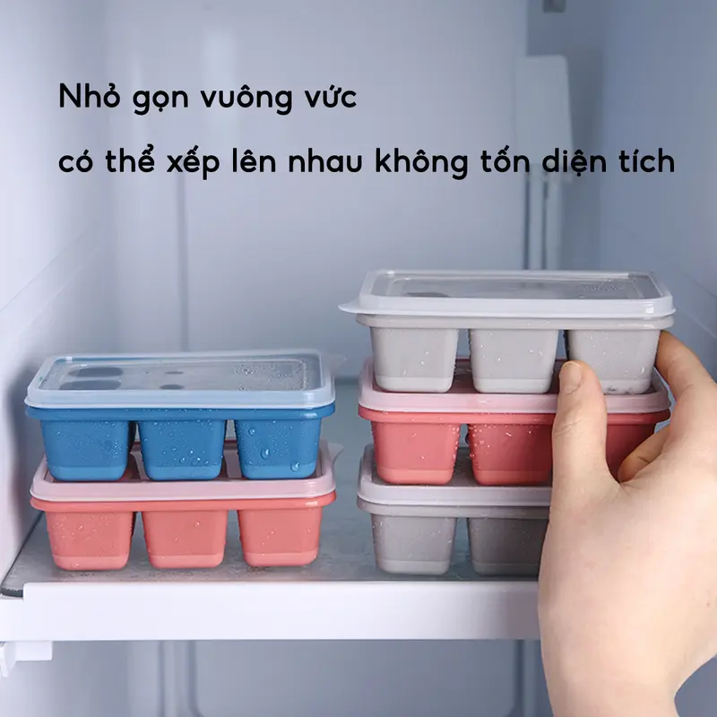 Combo 5 Khay Đá Silicon Có Nắp Đậy Banihouse Khuôn Làm Đá Viên Silicon Chống Mùi Tiện Lợi An Toàn Sức Khoẻ 1