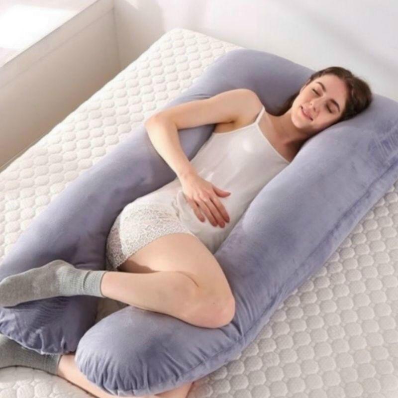 Gối ôm bà bầu chữ U vải nhung hoặc cotton cao cấp size 60x120cm Gối Ngủ