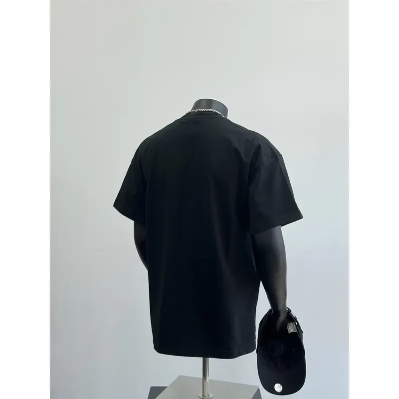 Áo Thun Nam Thường Ngày Xu Hướng Cổ Điển Dáng Rộng Vừa Vặn, Dễ Phối Đồ, Cổ Tròn, Thích Hợp Cho Mùa Hè, Áo Thun Tay Lỡ Cặp Đôi Cùng Phong Cách 1