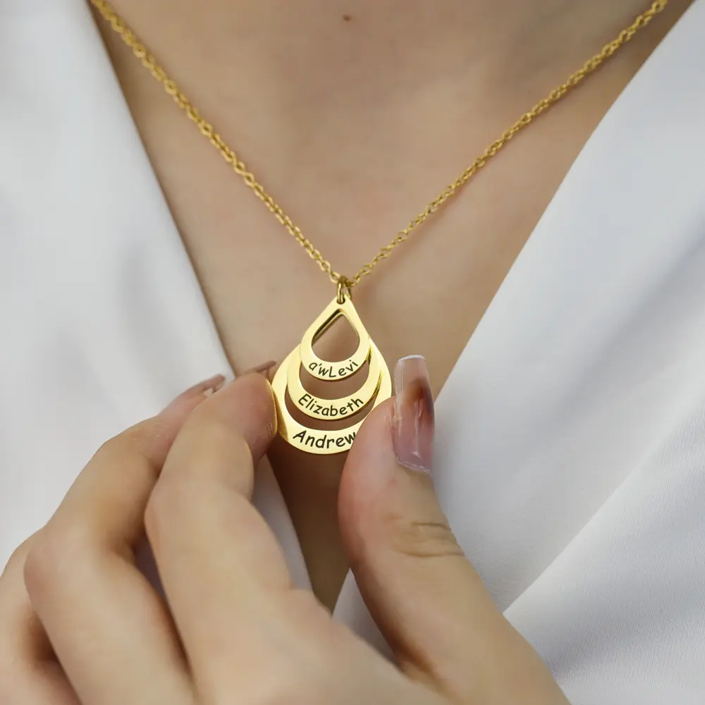 Customized Water drop charm name Necklace for women Valentine's Day gift Necklace BFF Necklace Family Name Necklace for Mom girlfriend wife birthday gift