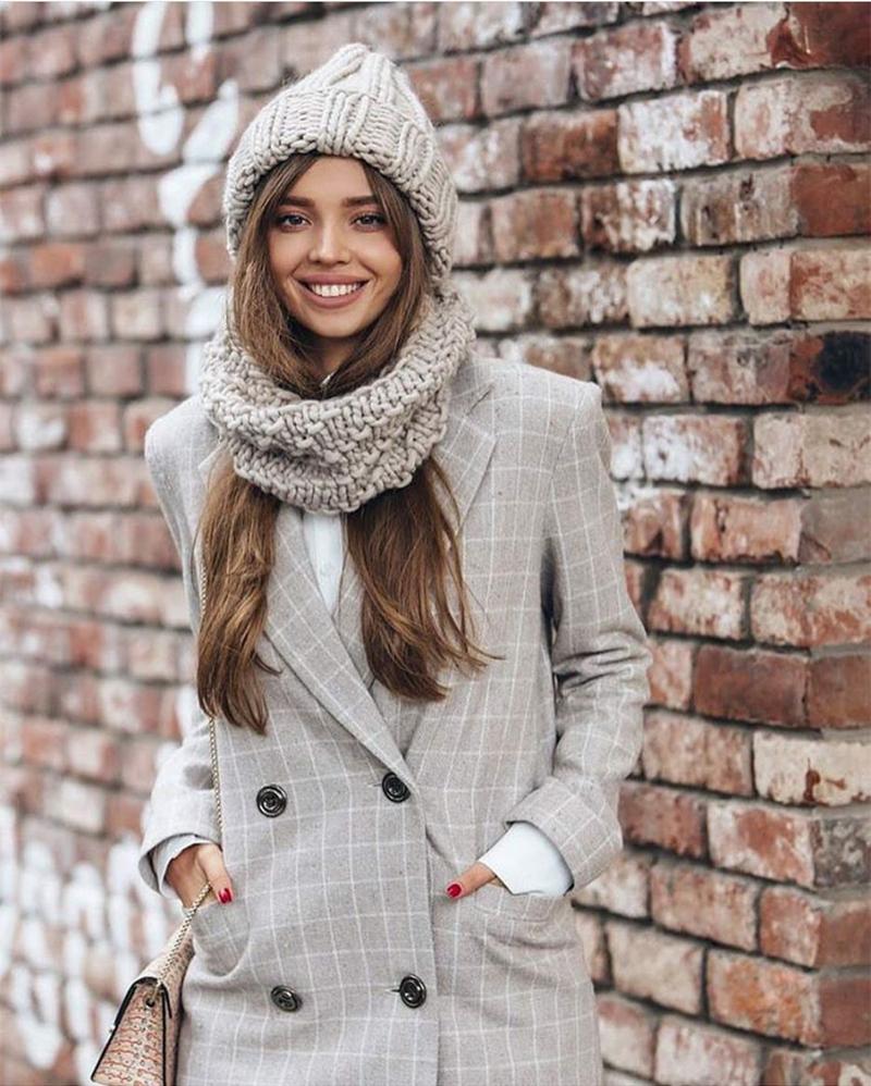 Product Introduction of Winter Knitted Beanies Hat Thick Soft Warm Coarse Large Knitted Solid Hat Female Ice Ski Bonnet Skullies Beanies Hat Cap 20