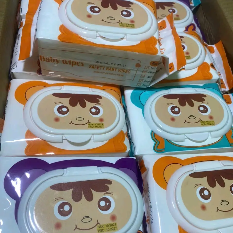 Giá sỉ 10 gói khăn ướt baby wipes 650g không mùi, an toàn cho bé Voi