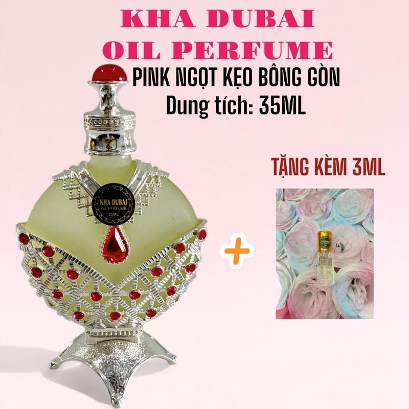 (CÔNG CHÚA BẠC) [ KÈM 3ML ] PINK35 - Tinh dầu nước hoa Kha Dubai oil perfume  35ML hương PINK ngọt kẹo bông gòn Nữ