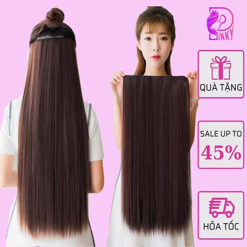 Tóc kẹp u phím thẳng, Tóc kẹp nửa đầu độ dài 45cm làm dày phồng tóc Women Wig Women Wig