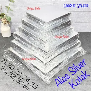 [Isi10] Alas Kue Tart KOTAK SILVER Uk 14 16 18 20 22 24 25 26 28 30 cm / Tatakan Kue Tart KOTAK SILVER Uk 14x14 16x16 18x18 20x20 22x22 24x24 25x25 26x26 28x28 30x30 cm / Cake Board Silver Kotak Karton
