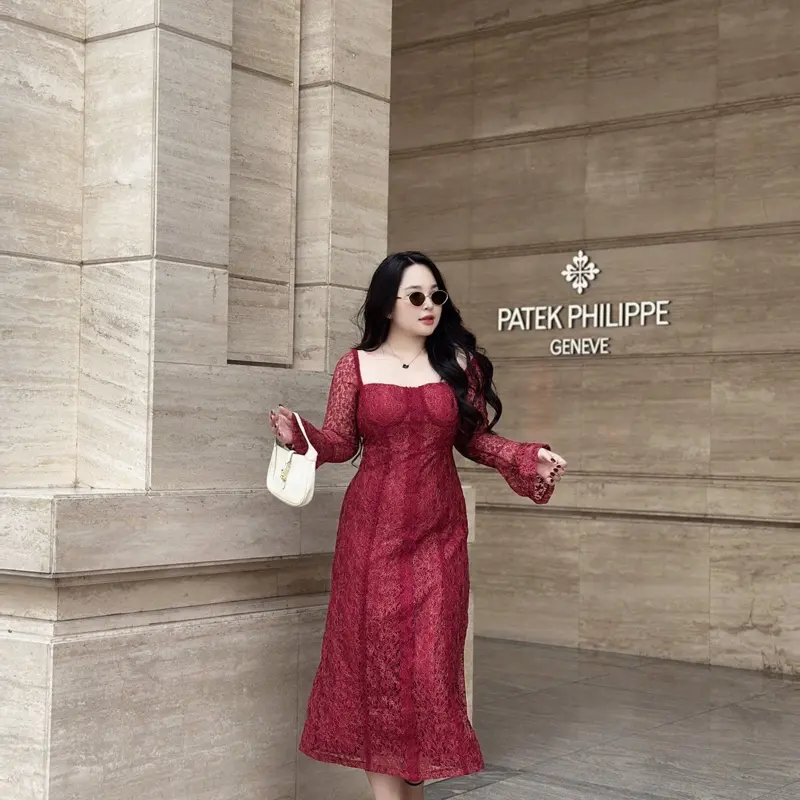 D161 Đầm ren cúp ngực dáng dài 6