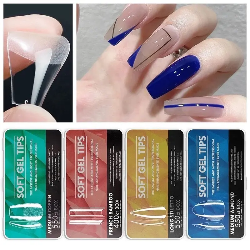 Soft Tip Gel 550pcs/box Extension Kuku Palsu Nail Gel Nail Art