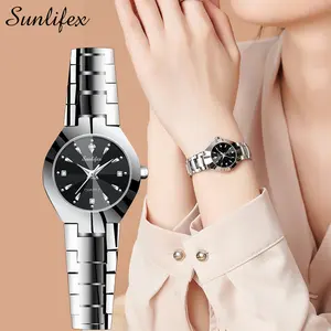 【003Harga telah diganti, cepat beli】Sunlifex Jam Tangan Wanita Original Berlian Anti Air Analog Bisnis Kuarsa Jam Tangan Cewek Wanita SL9090-W