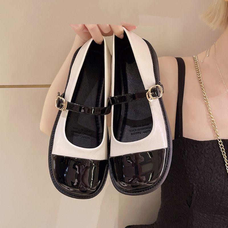 Giày bup bê nữ FREE SHIP, giày oxford mũi vuông da bóng siêu đẹp mã 28 giay doc