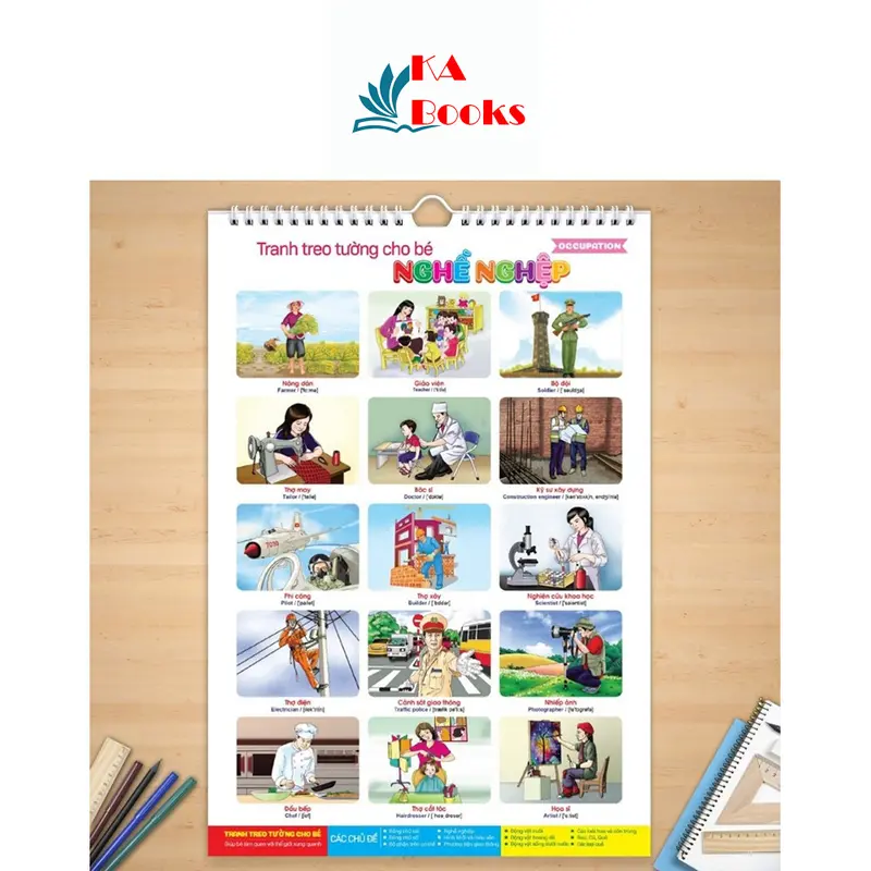Bộ tranh treo tường song ngữ 6 Tờ 14 chủ đề cho bé Vietnam Picture Books 4