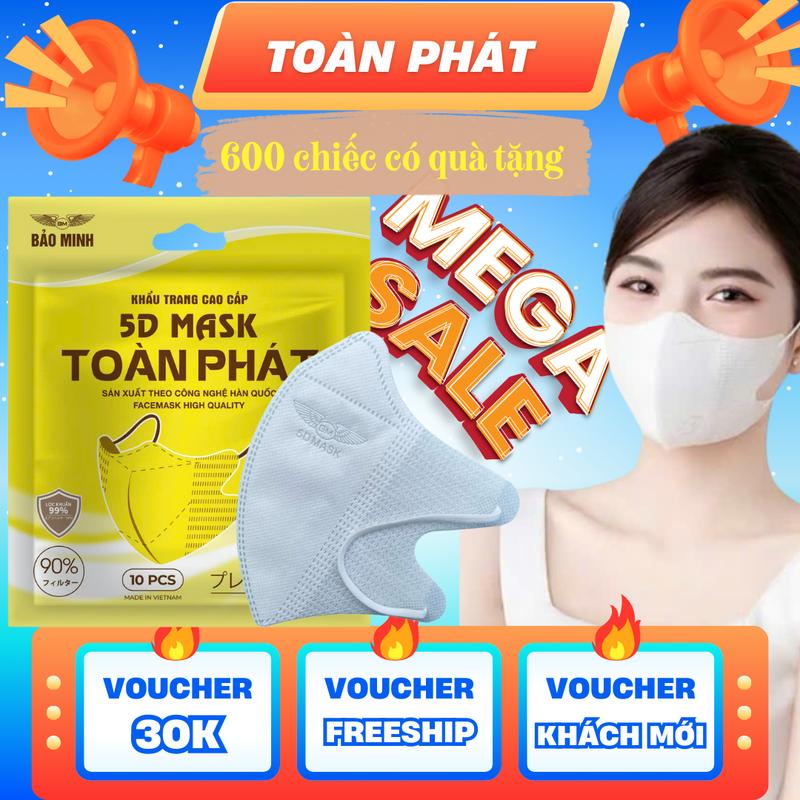 600 chiếc khẩu trang 5D, kháng khuẩn, chống bụi, chống tia UV, AV