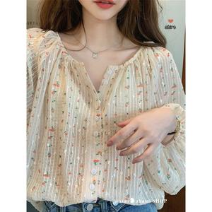 เสื้อเชิ้ตลายดอกไม้ มาใหม่ เสื้อสตรี ทรงหลวม กระชับสัดส่วน