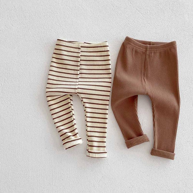 Product Introduction of Children's base pants for autumn and winter, Korean style, with fleece, long pants for boys and girls, 0-2 years old, striped, ins 18
