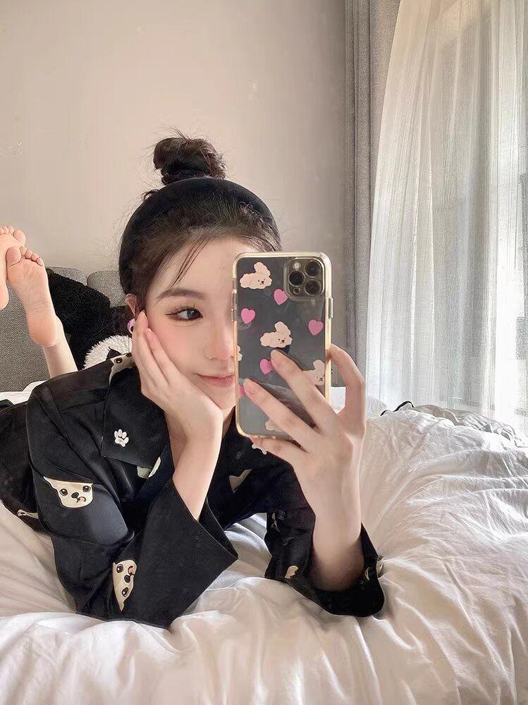 Product Introduction of Bộ Đồ Ngủ Dài Tay Lụa Lạnh Cao Cấp Phong Cách Pháp Quần Dài Mới Mùa Mùa Xuân Và Mùa Thu 2023 Cho Nữ Bộ Đồ Mặc Nhà Ins Cho Học Sinh 19