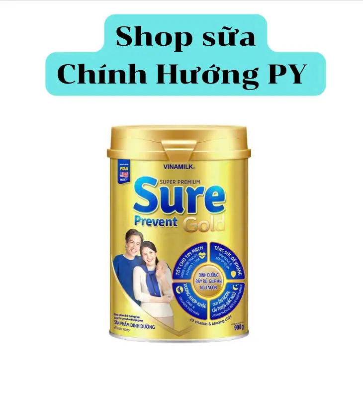 Sữa Bột Công Thức Sure Prevent Gold (Vinamilk) Hộp 900g date mới dinh dưỡng cho người trưởng thành