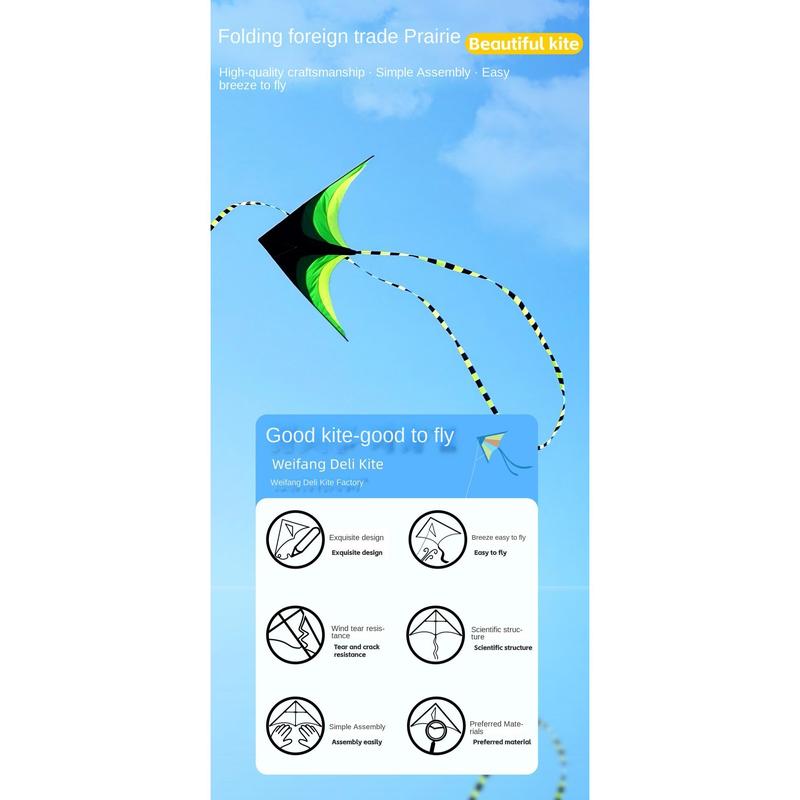 Product Introduction of New Easy Fly 1.6m Large Delta Kite with 100M Kite Line Long Tail Rainbow Kite Ripstop Children Outdoor Toys Kites Family Trips 22