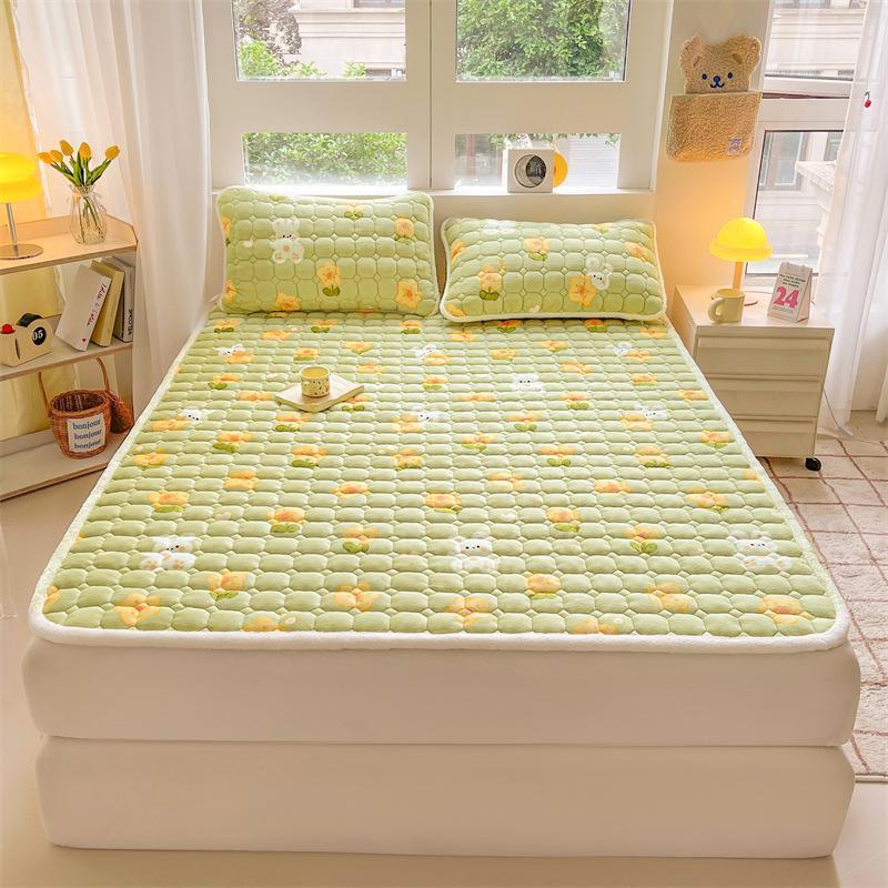 Product Introduction of Floral Pattern Bed Protector, 1 Count Thickened Mattress, Soft Comfortable Bed Mattress, Bedding Supplies for Home, Bedroom, Guest Room 0