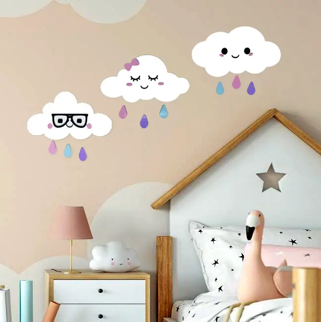 Hiasan Dinding Kamar Anak Model Awan 30x18cm 0