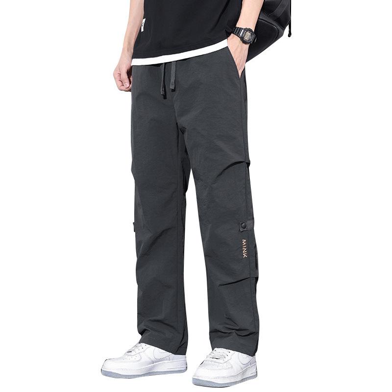 Spring and Summer New Trend Overalls Men's Comfortable and Loose Umbrella Soldiers Quick-Drying Straight Mop Casual Pants for Boys 4