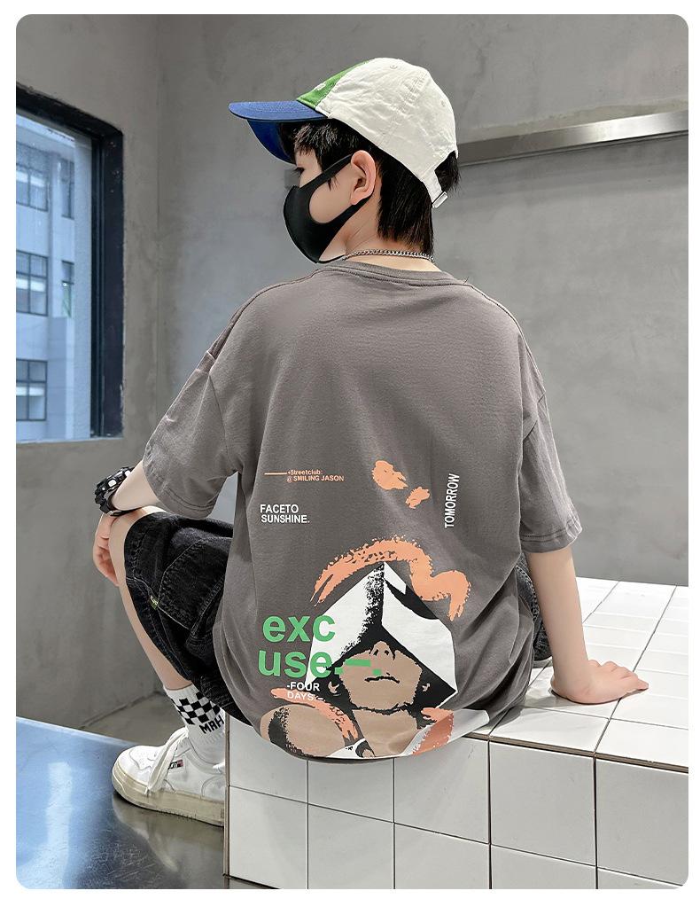 Product Introduction of Boys' Short Sleeve T-Shirt Summer 2025 New Children's Cotton Summer Boys' Trendy Top 10