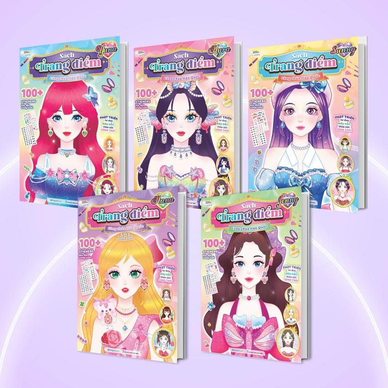 Sách Combo trang điểm công chúa Hàn Quốc Myra, Yuna, Jenny, Hana, Sunny (Tô màu…