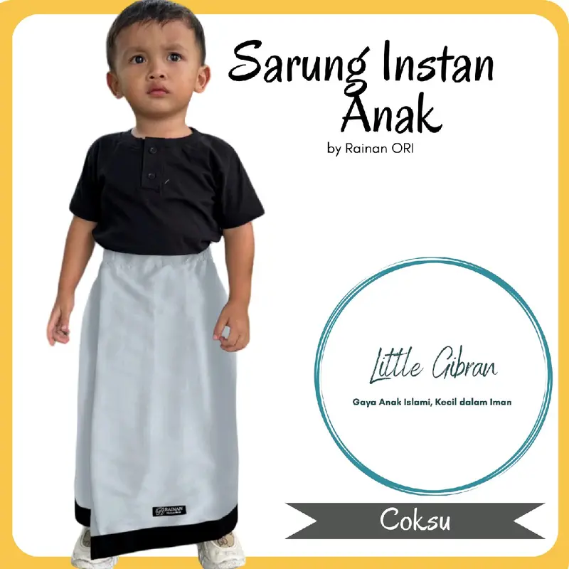Little Gibran Sarung Instan Anak Laki Laki by Rainan ORI - Motif Printing Anak Sarung Ramadan Puasa Lebaran 4