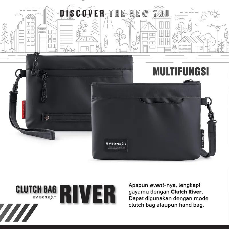 EVERNEXT Clutch Bag Pria Waterproof Tas Tangan Pria Wanita Anti Air Pouch Bag Pria Hand Bag Cowok Waterproof Distro Terbaru 6