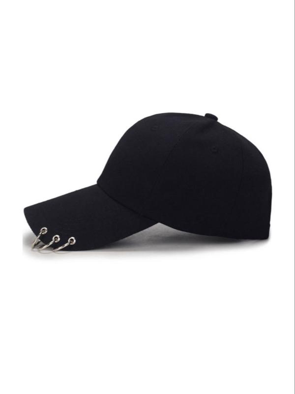 Solid Color Grommet Eyelet Design Fitted Hat, 3 Ring Decor Baseball Cap, Casual Adjustable Hat For Men & Women 2