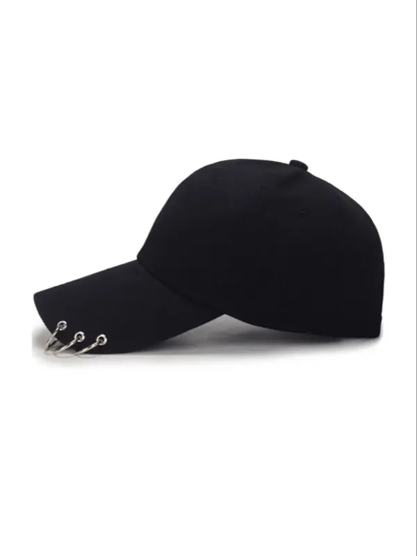 Solid Color Grommet Eyelet Design Fitted Hat, 3 Ring Decor Baseball Cap, Casual Adjustable Hat For Men & Women 2